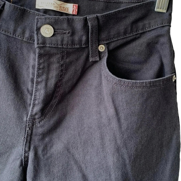 Levi's 550 Y2K Relaxed Bootcut Cropped Cuffed Black Denim Jeans Size 6S Stretch - Picture 5 of 15